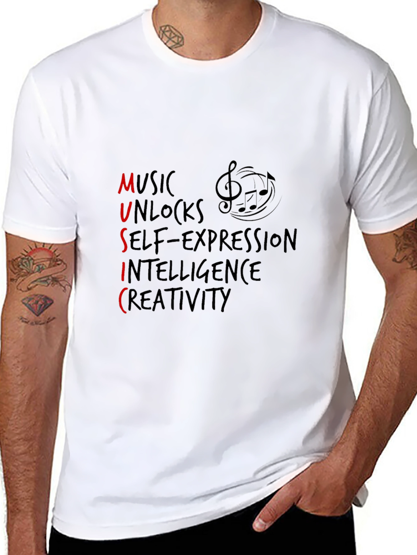 Music Unleashes Creativity Graphic Tee - Black