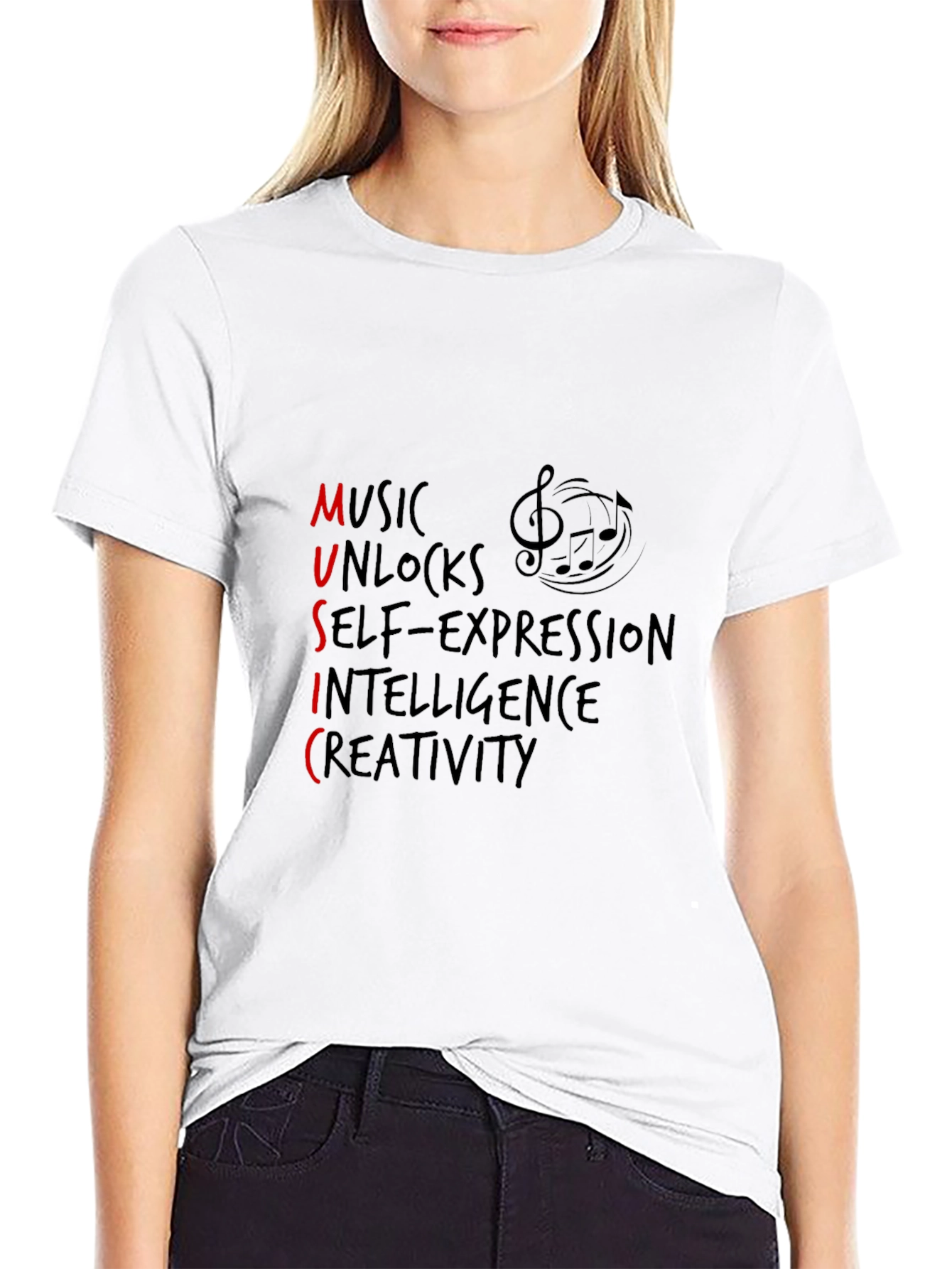 Music Unleashes Creativity Graphic Tee - Black