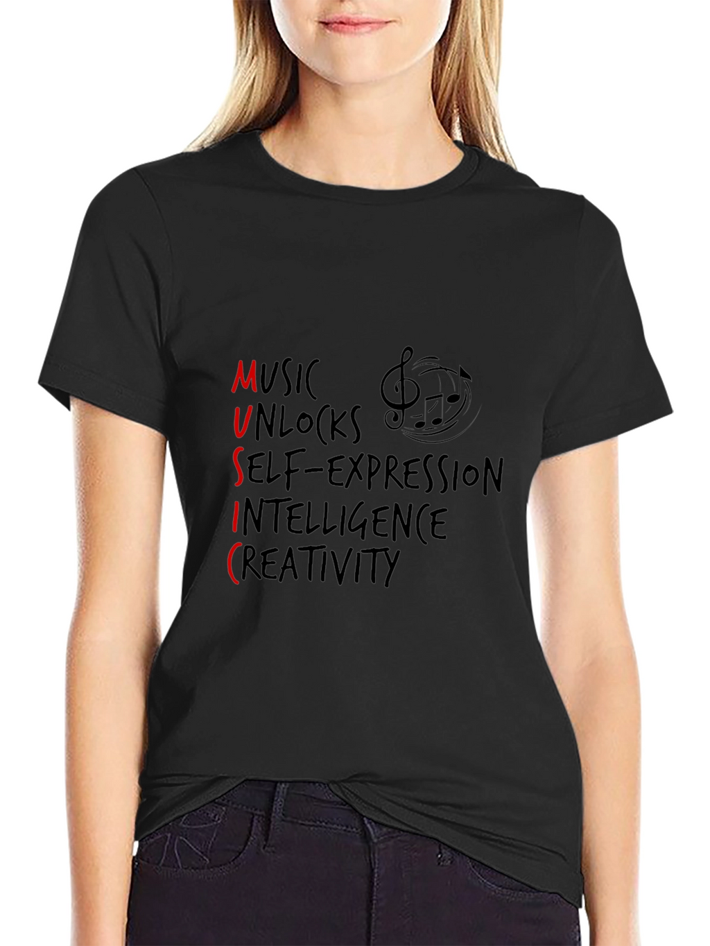 Music Unleashes Creativity Graphic Tee - Black