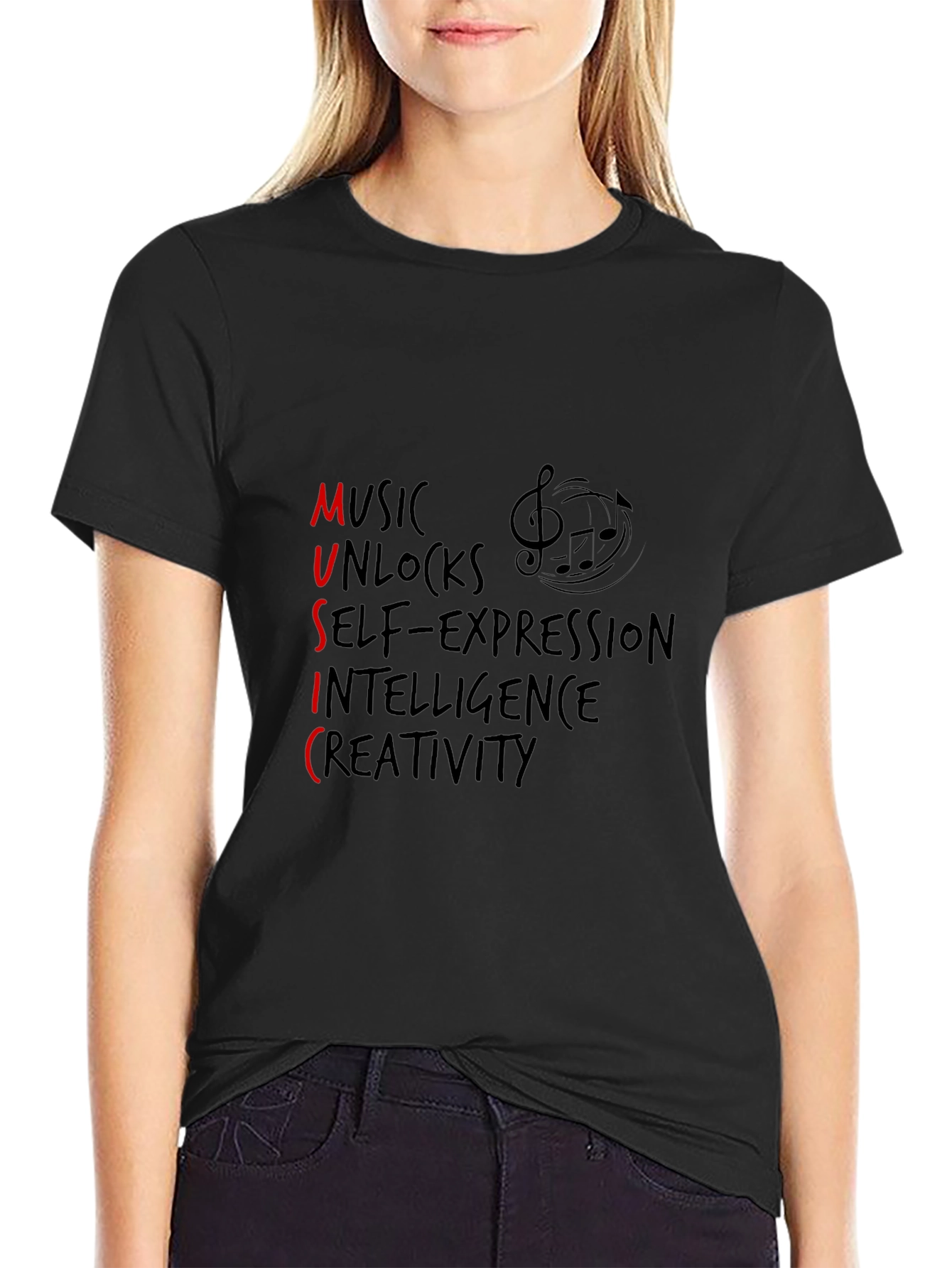 Music Unleashes Creativity Graphic Tee - Black