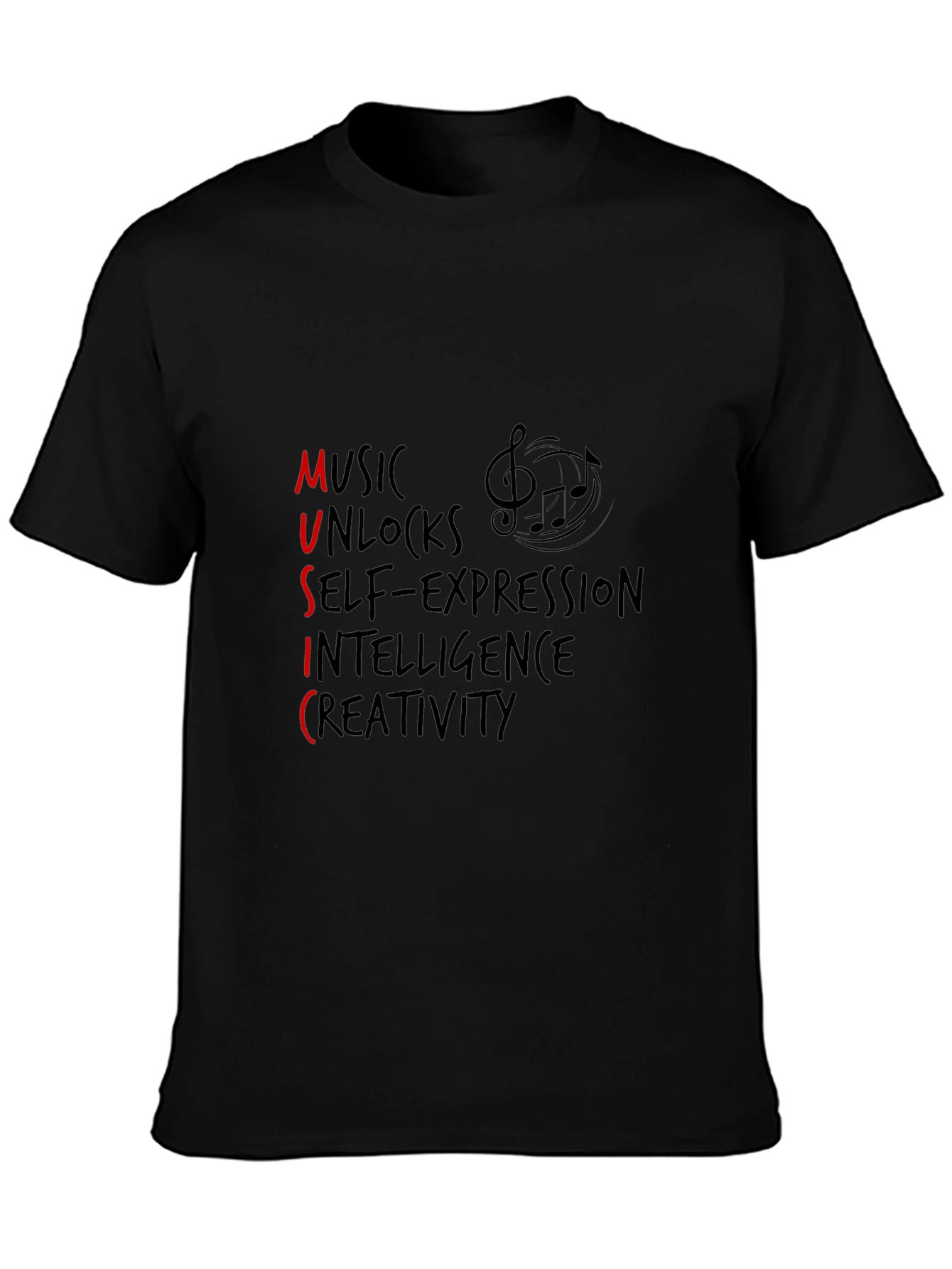 Music Unleashes Creativity Graphic Tee - Black