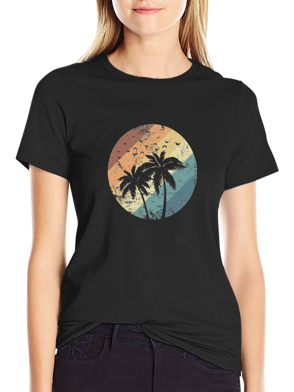 Retro Palm Tree Sunset Graphic T-Shirt