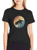Retro Palm Tree Sunset Graphic T-Shirt