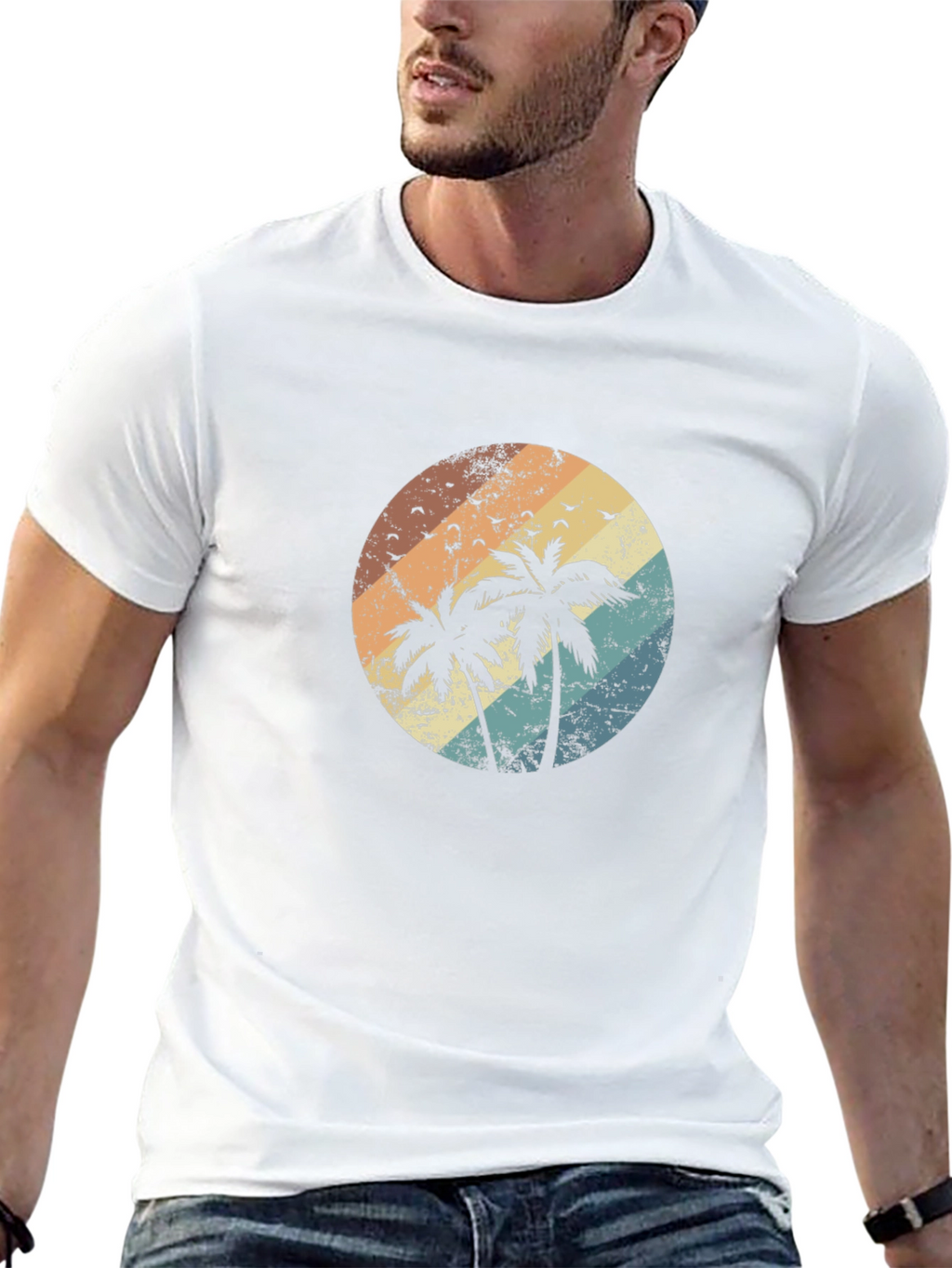 Retro Palm Tree Sunset Graphic T-Shirt