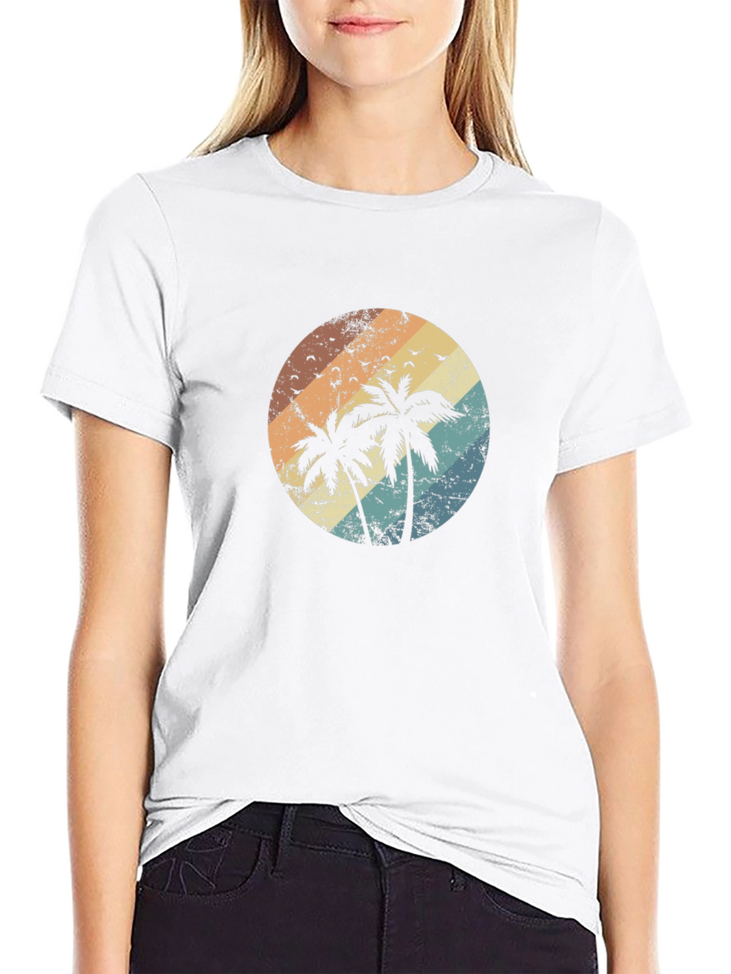 Retro Palm Tree Sunset Graphic T-Shirt
