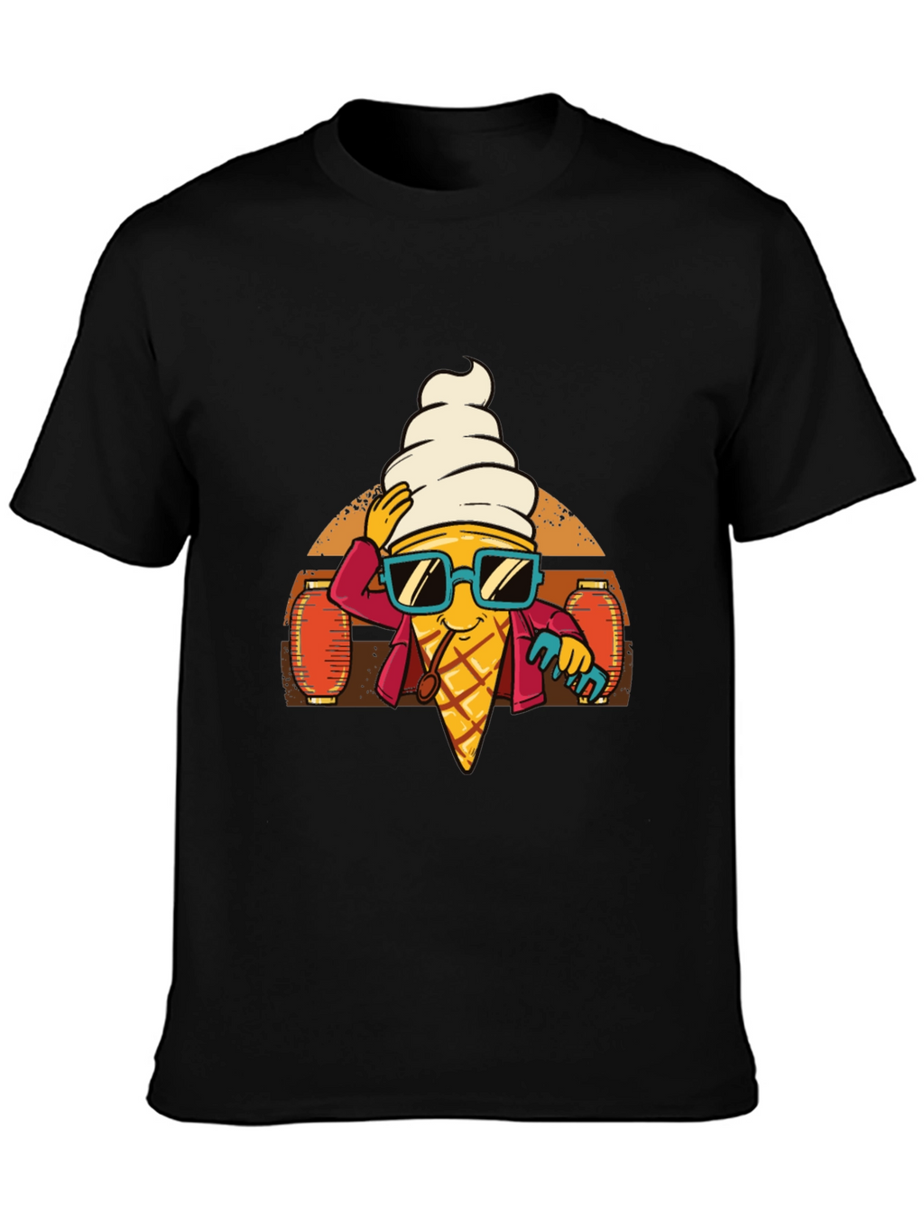 Cool Ice Cream Cone Graphic Tee - Black