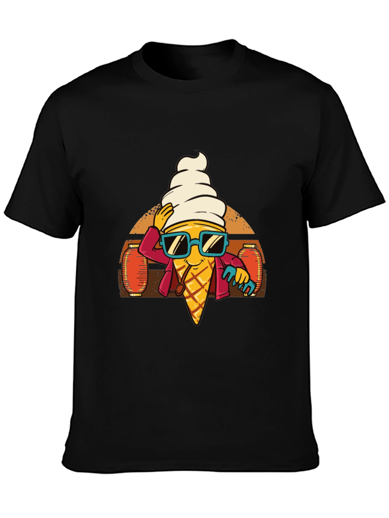 Cool Ice Cream Cone Graphic Tee - Black