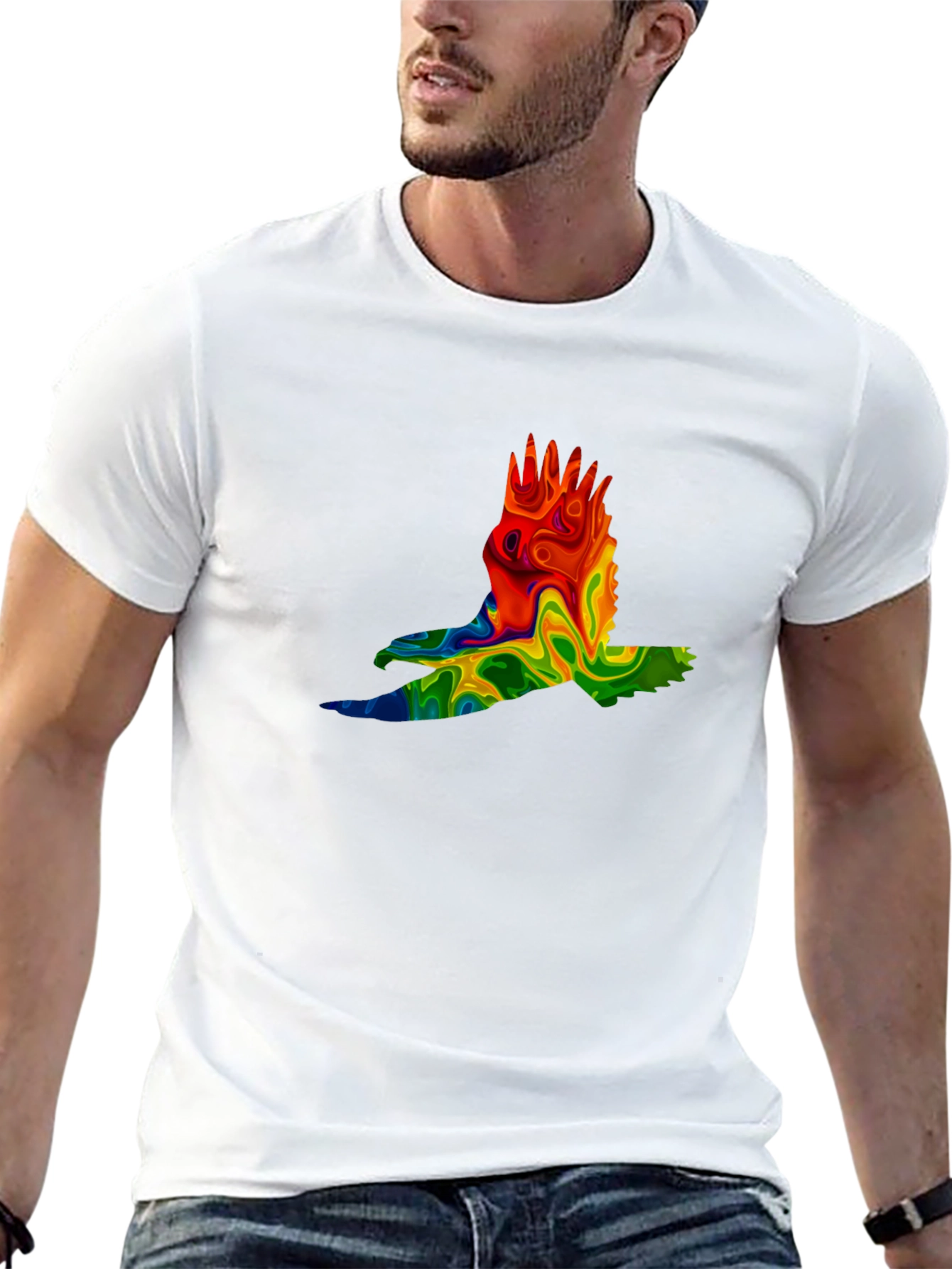 Psychedelic Eagle Graphic Tee - Cool Bird Design