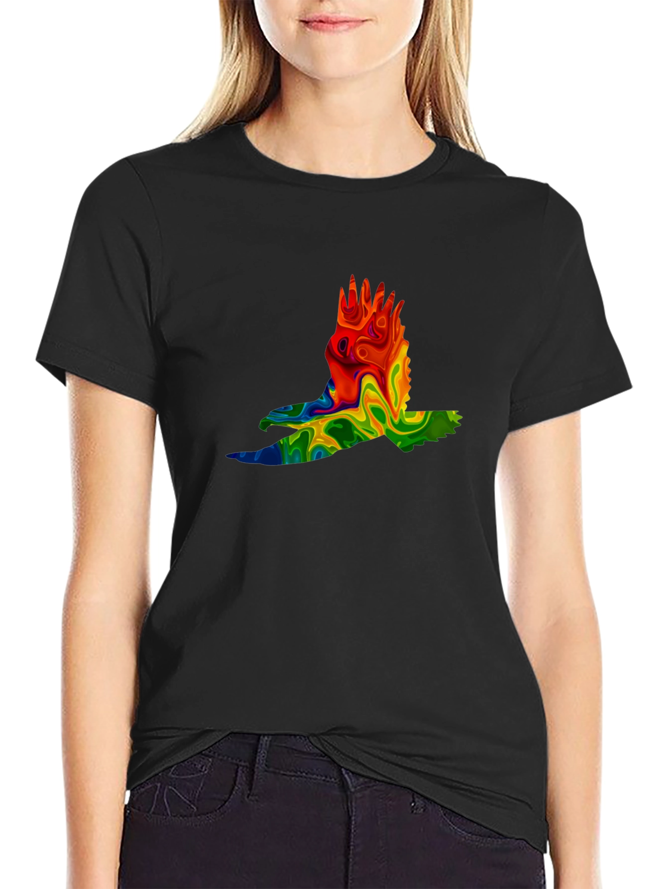 Psychedelic Eagle Graphic Tee - Cool Bird Design