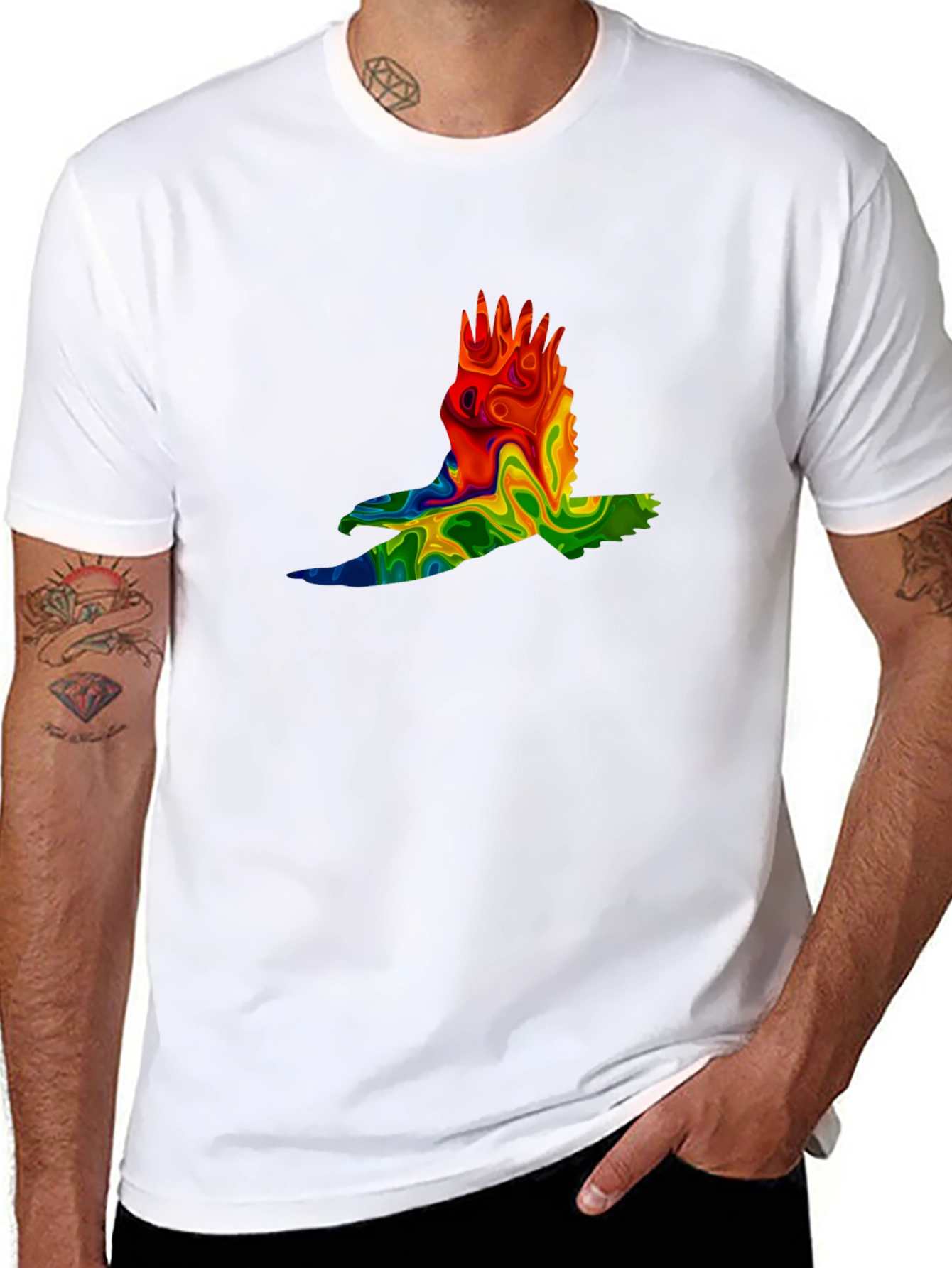 Psychedelic Eagle Graphic Tee - Cool Bird Design