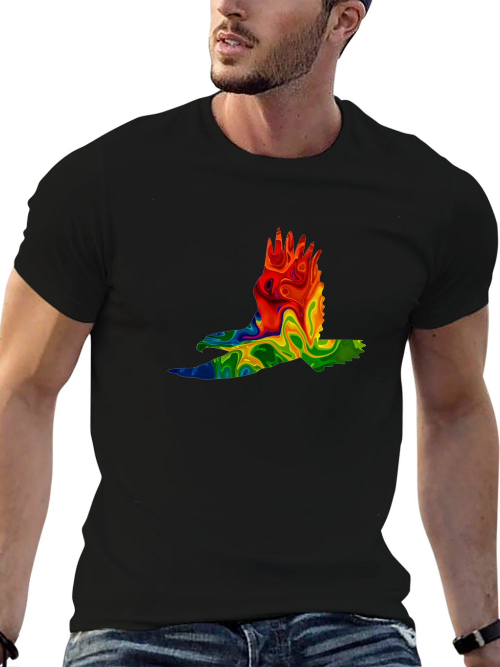 Psychedelic Eagle Graphic Tee - Cool Bird Design