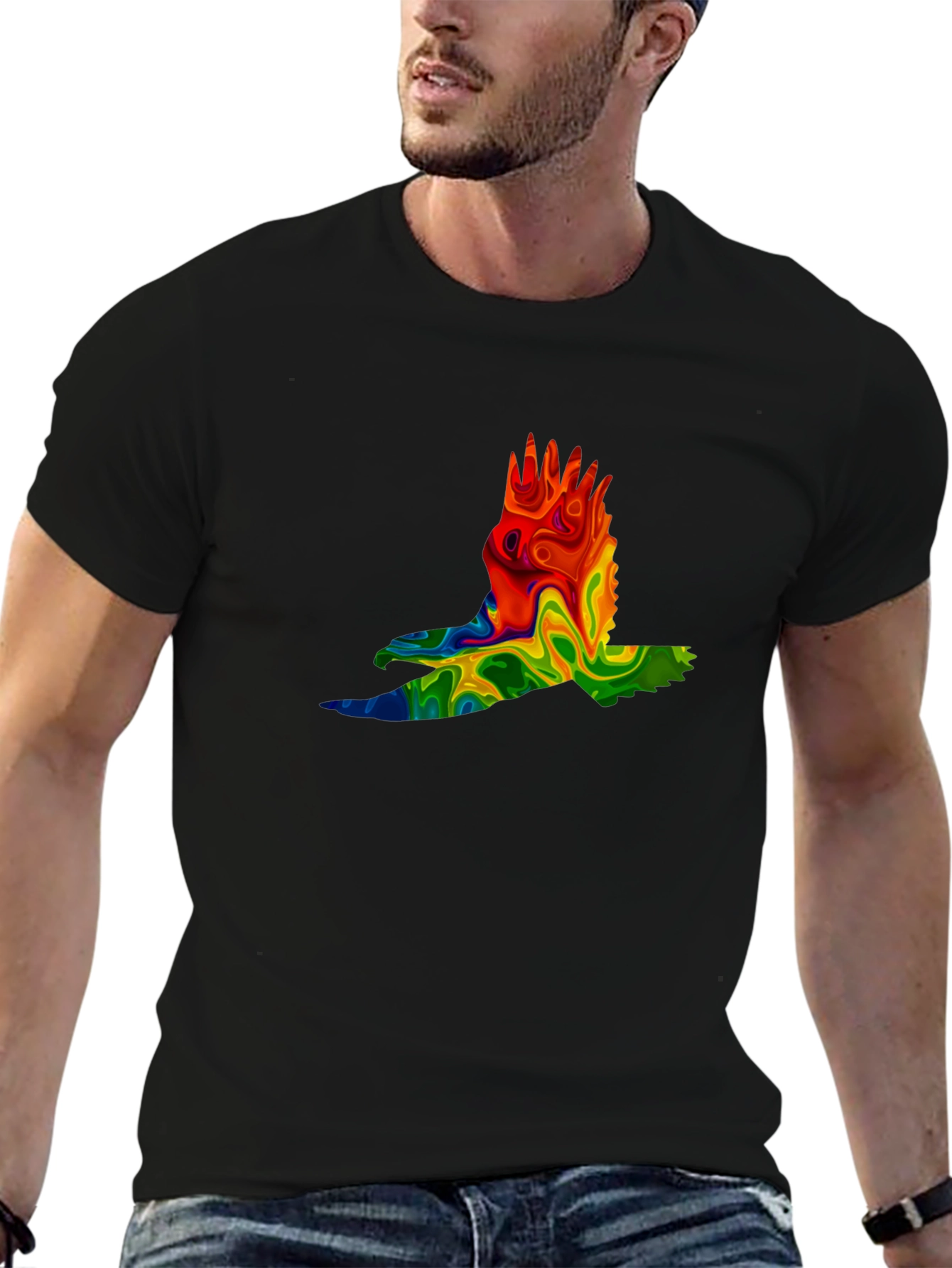 Psychedelic Eagle Graphic Tee - Cool Bird Design