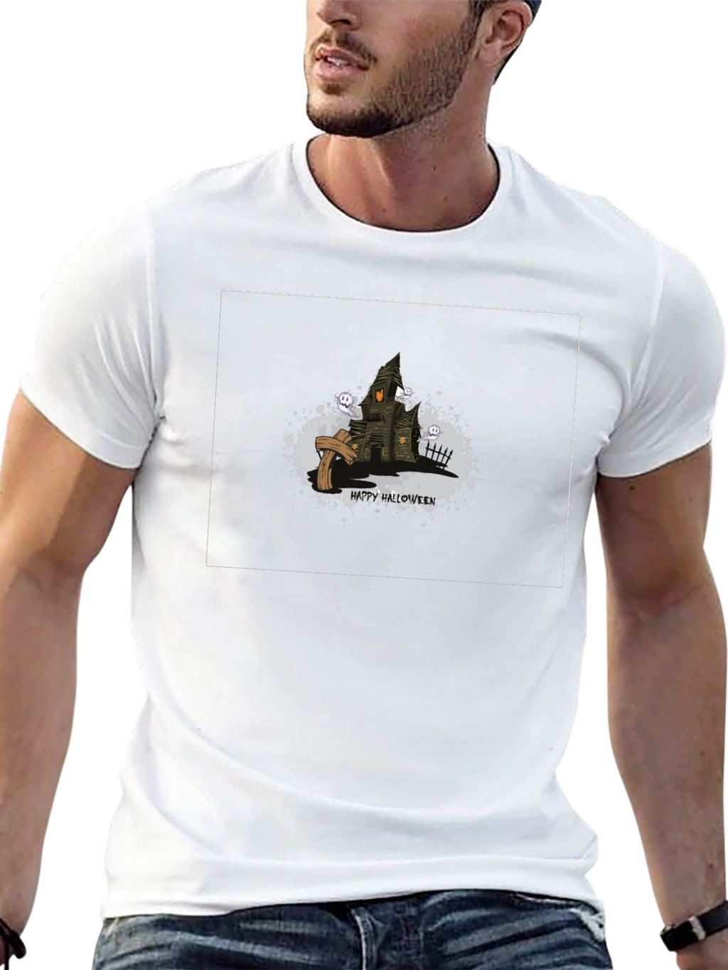 Spooky Halloween House Graphic Tee
