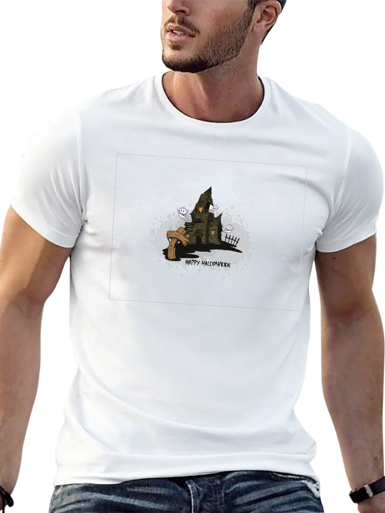Spooky Halloween House Graphic Tee