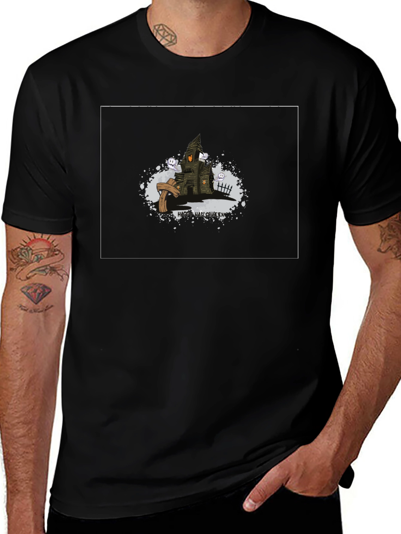 Spooky Halloween House Graphic Tee