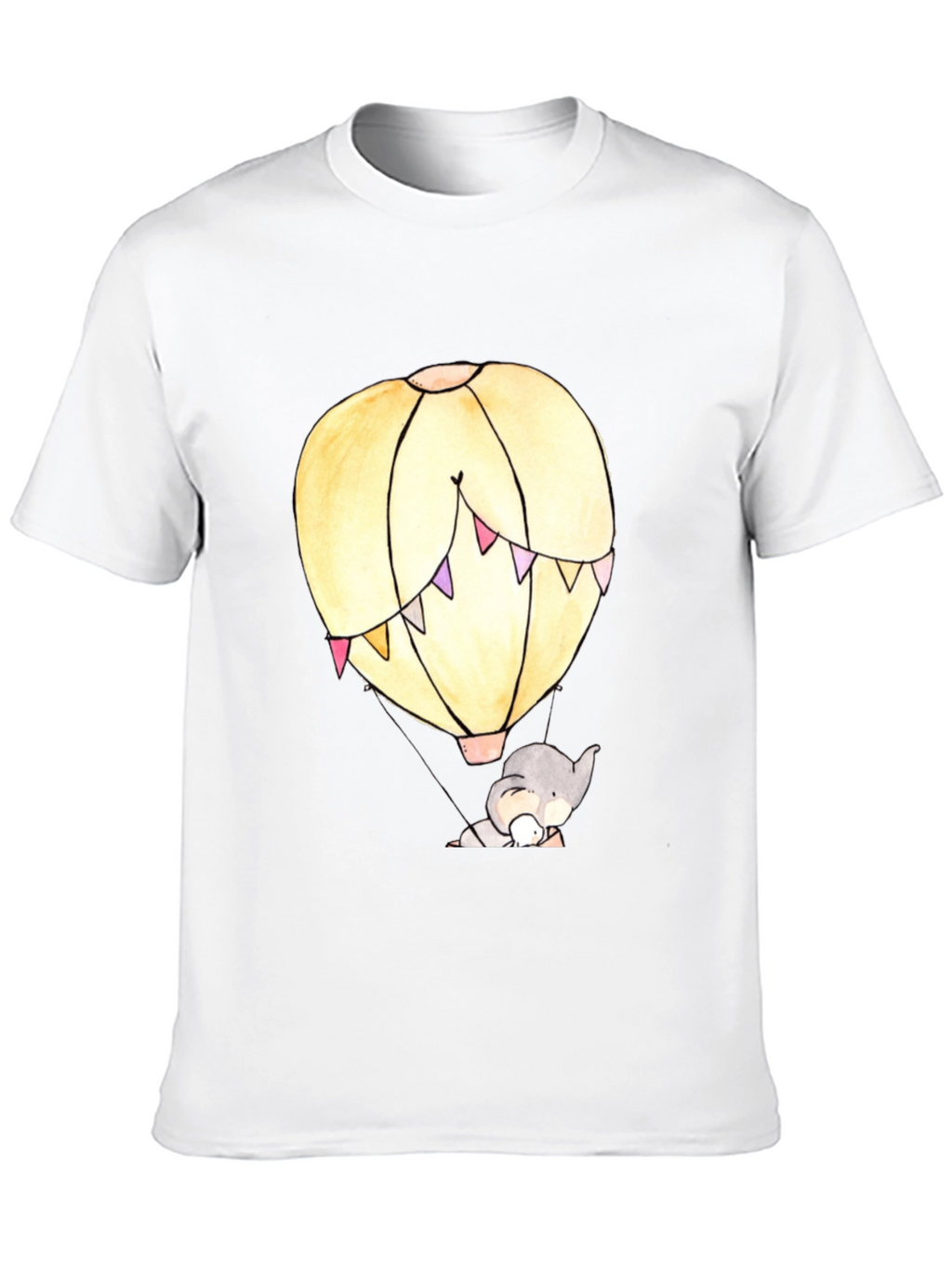 Elephant Hot Air Balloon Graphic Tee - Black