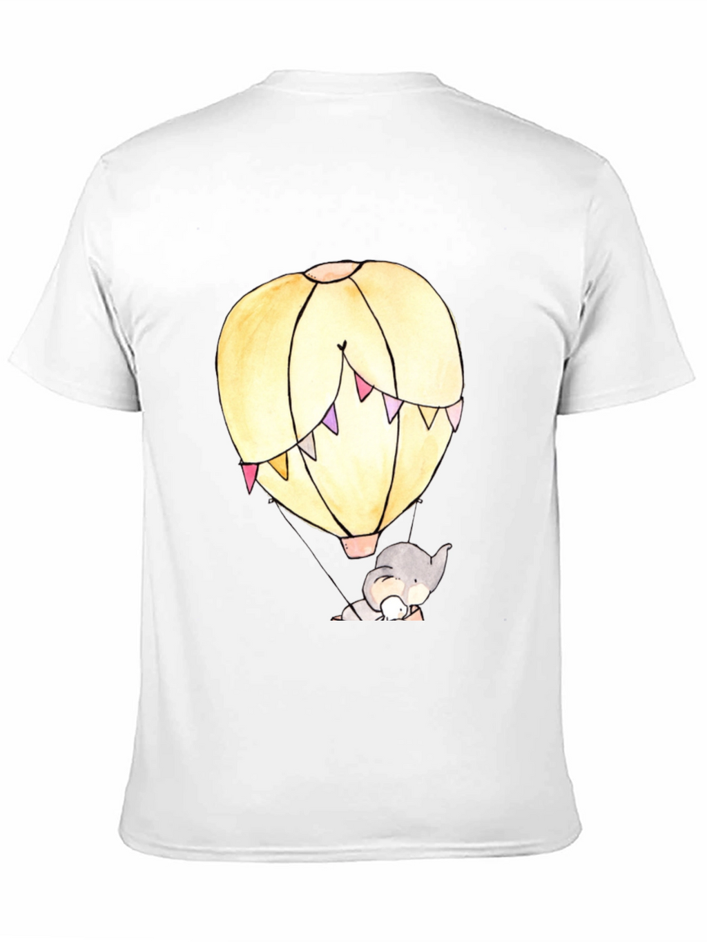 Elephant Hot Air Balloon Graphic Tee - Black