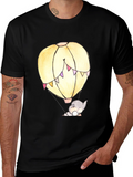 Elephant Hot Air Balloon Graphic Tee - Black