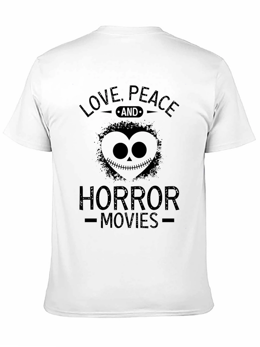 Love Peace Horror Movies Black Graphic T-Shirt