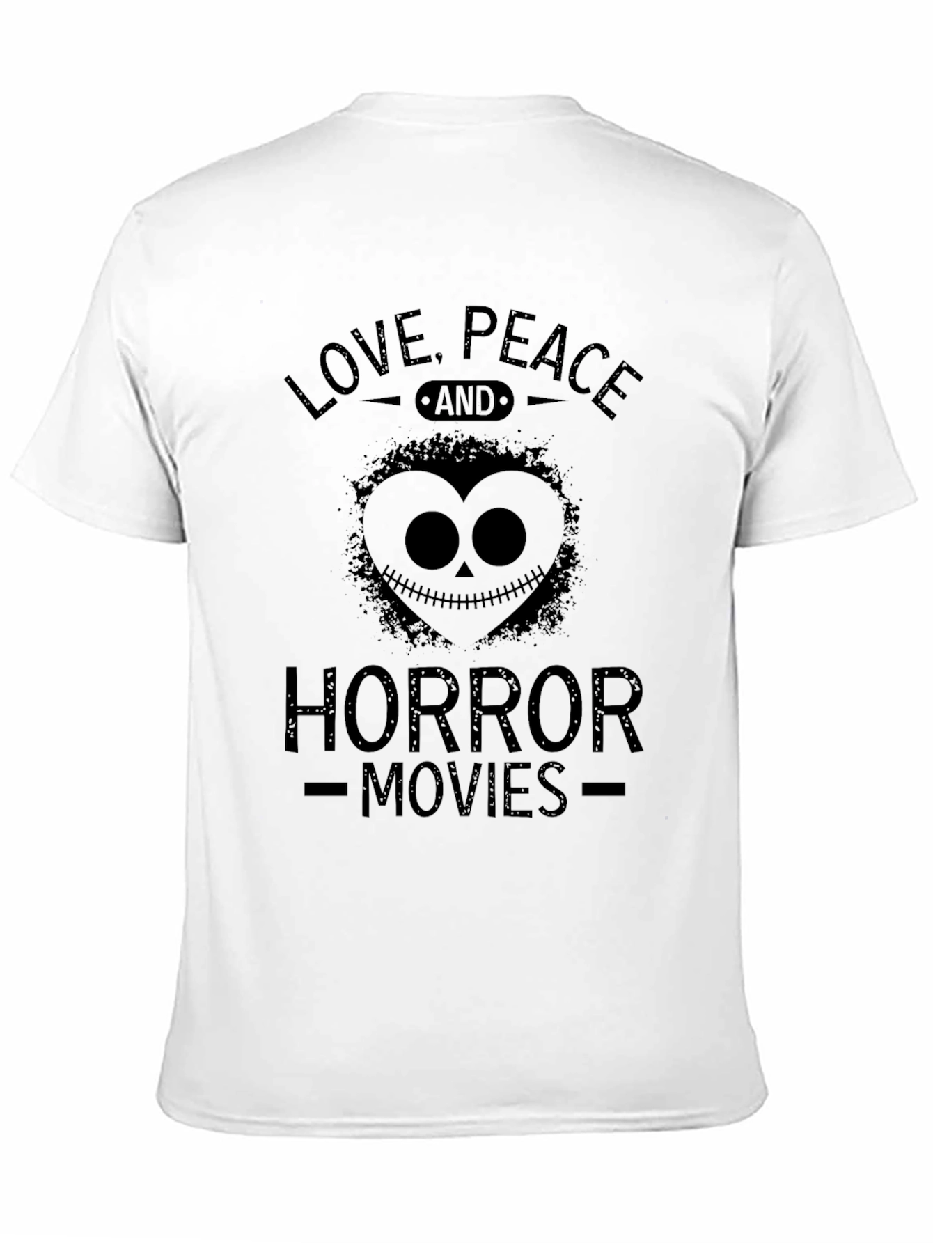 Love Peace Horror Movies Black Graphic T-Shirt