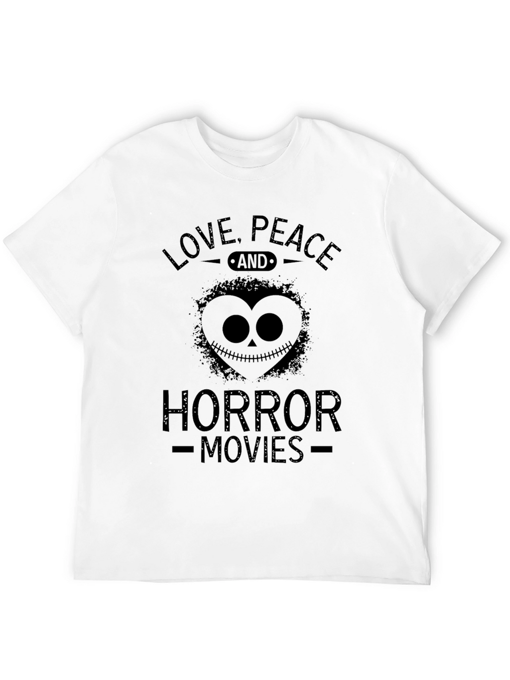 Love Peace Horror Movies Black Graphic T-Shirt