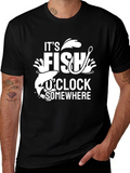 Its Fish OClock Somewhere Black Graphic Tee