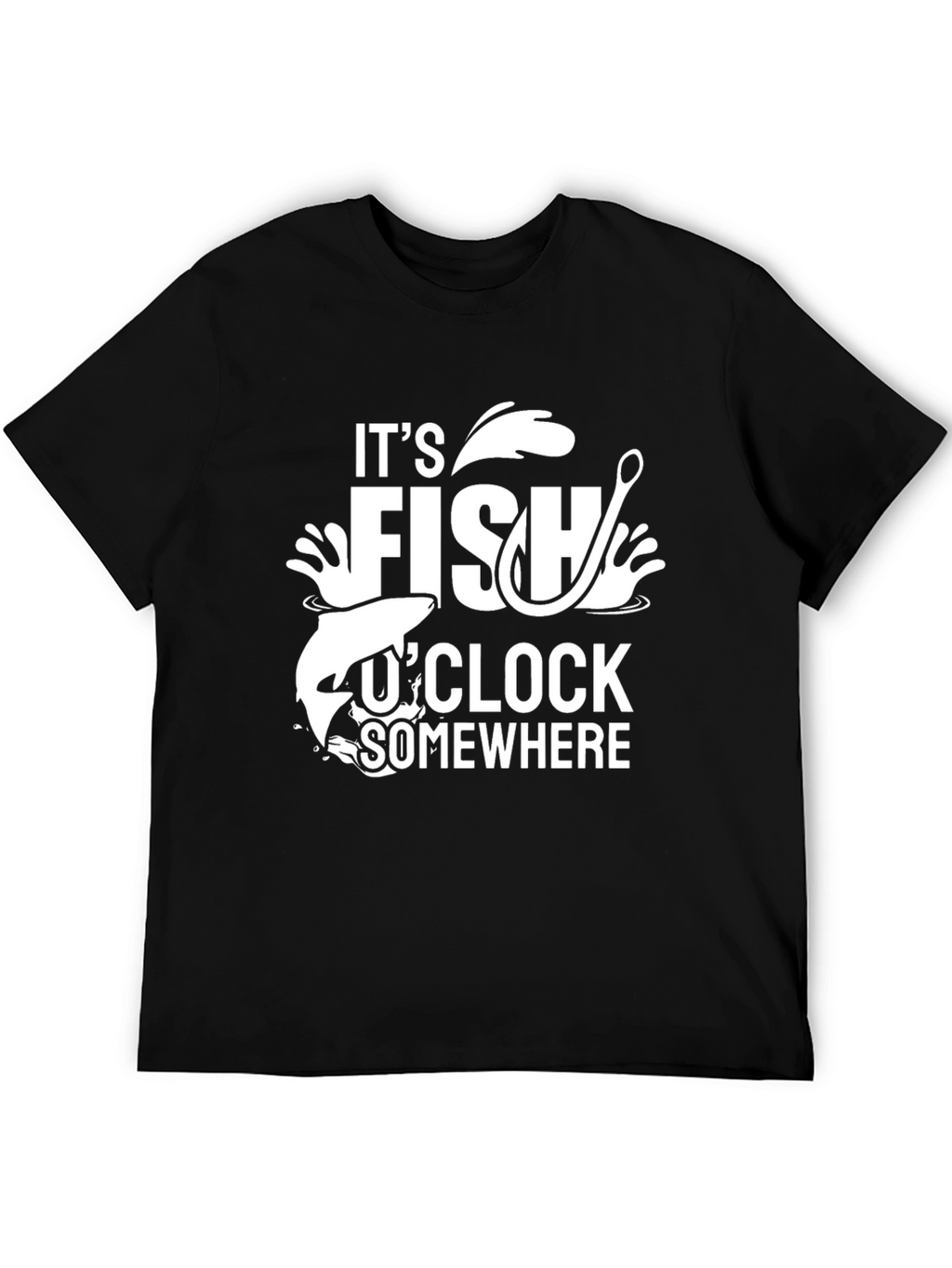 Its Fish OClock Somewhere Black Graphic Tee