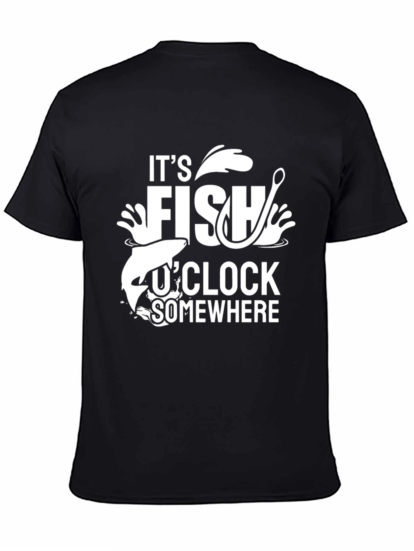 Its Fish OClock Somewhere Black Graphic Tee