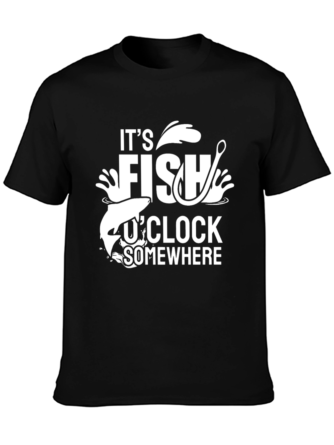 Its Fish OClock Somewhere Black Graphic Tee