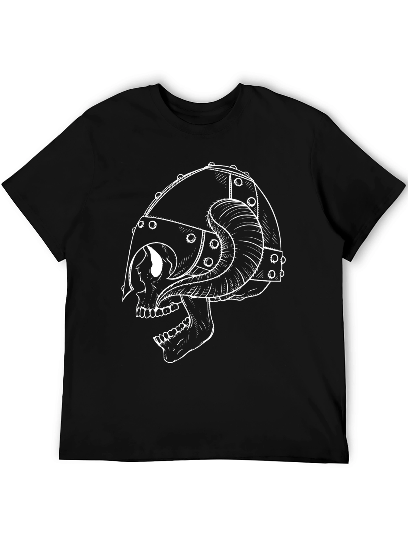 Skull Viking Helmet T-Shirt - Black Graphic Tee