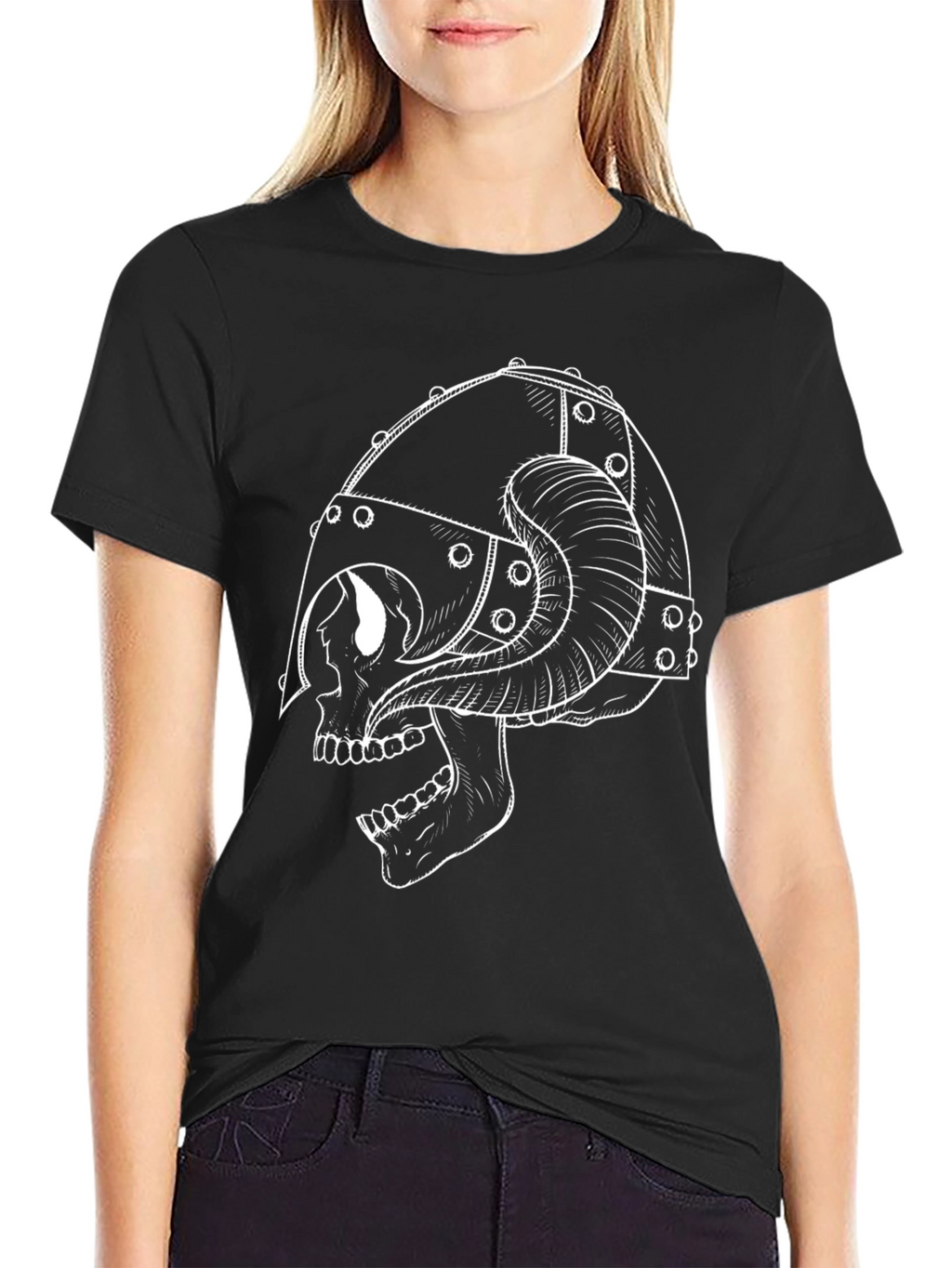 Skull Viking Helmet T-Shirt - Black Graphic Tee