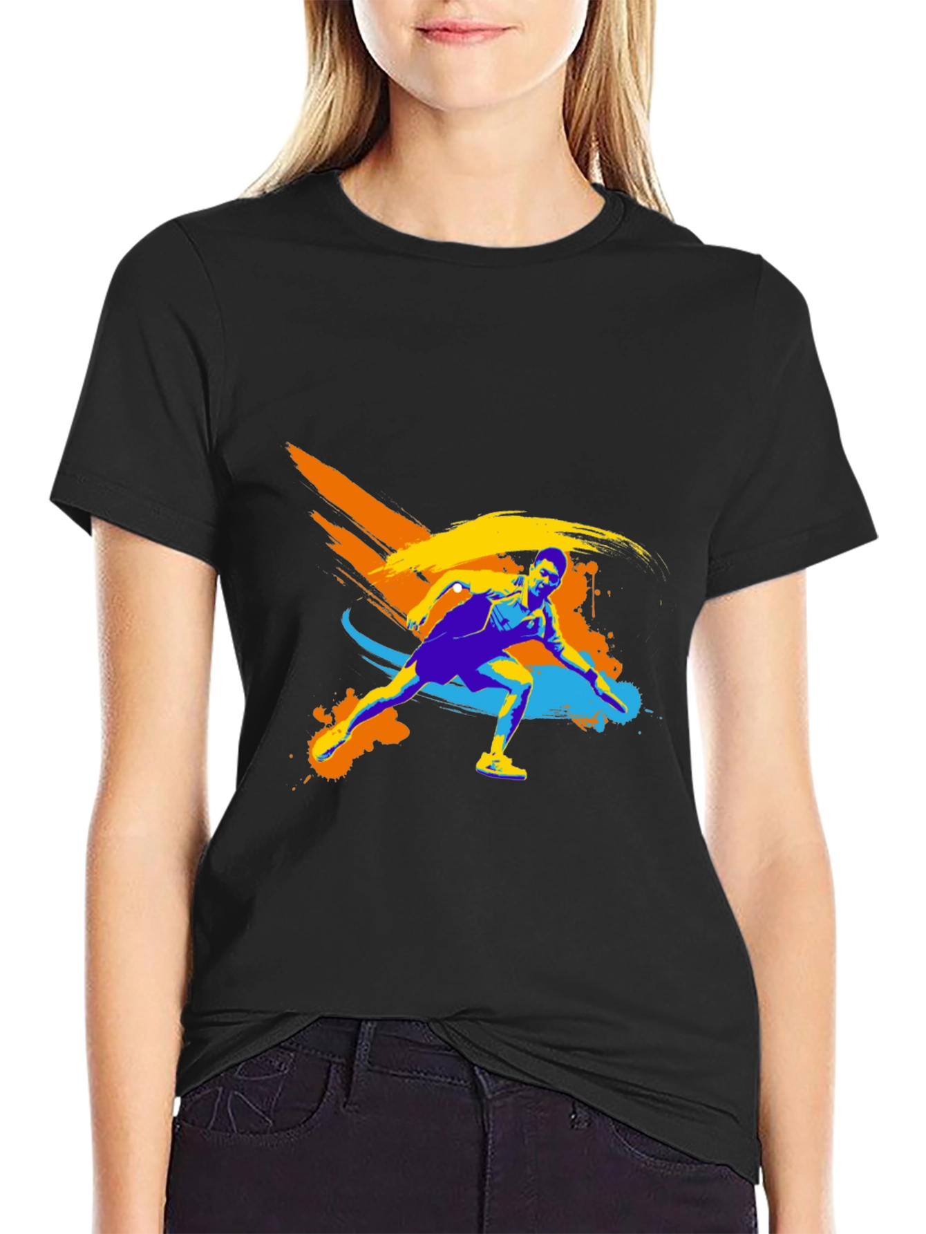 Stylish Athlete Graphic Tee - Black