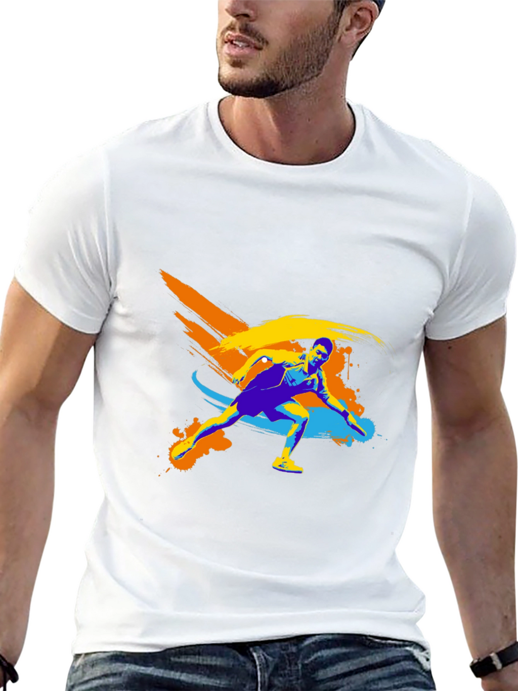 Stylish Athlete Graphic Tee - Black