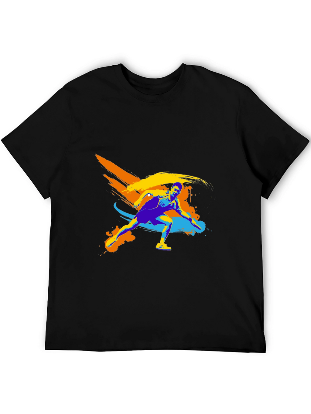Stylish Athlete Graphic Tee - Black
