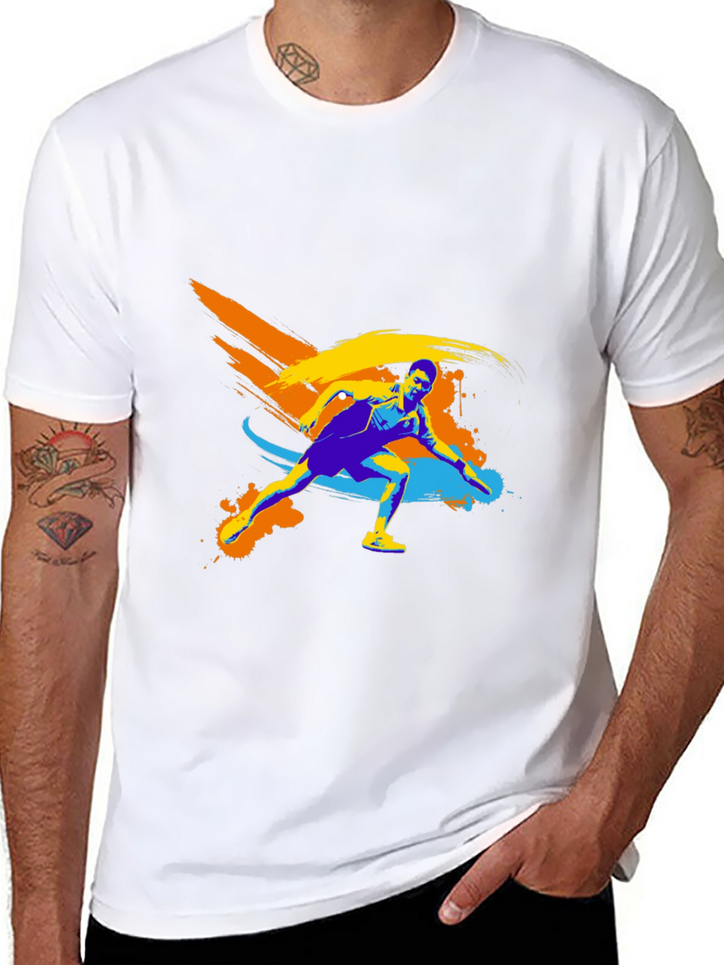 Stylish Athlete Graphic Tee - Black