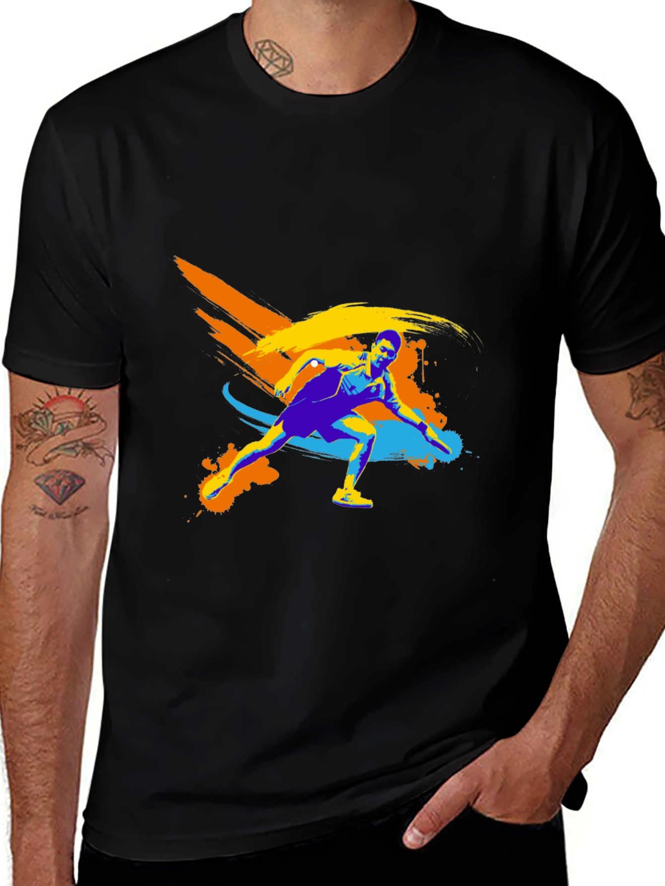 Stylish Athlete Graphic Tee - Black