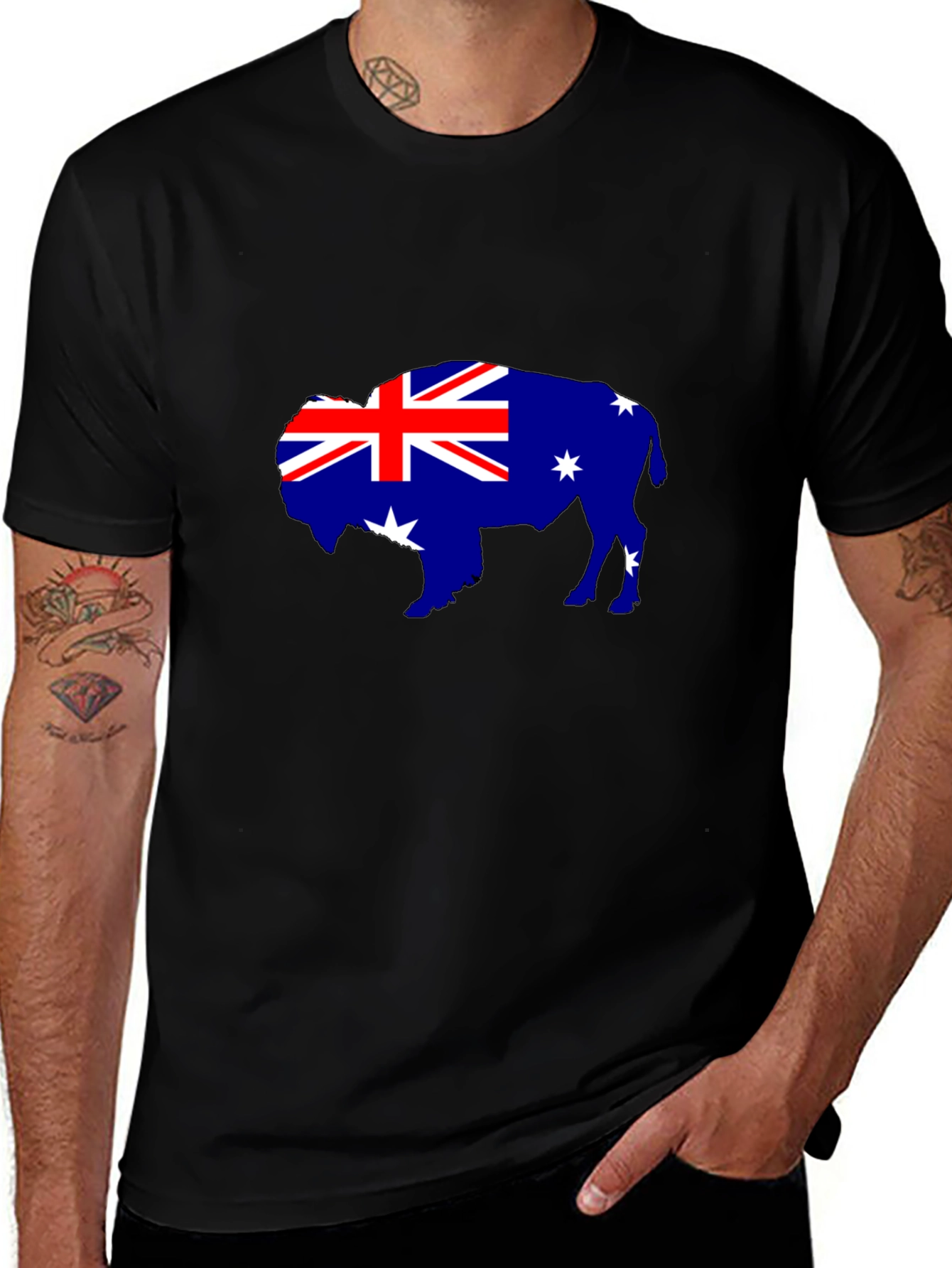 Australian Flag Buffalo Black T-Shirt