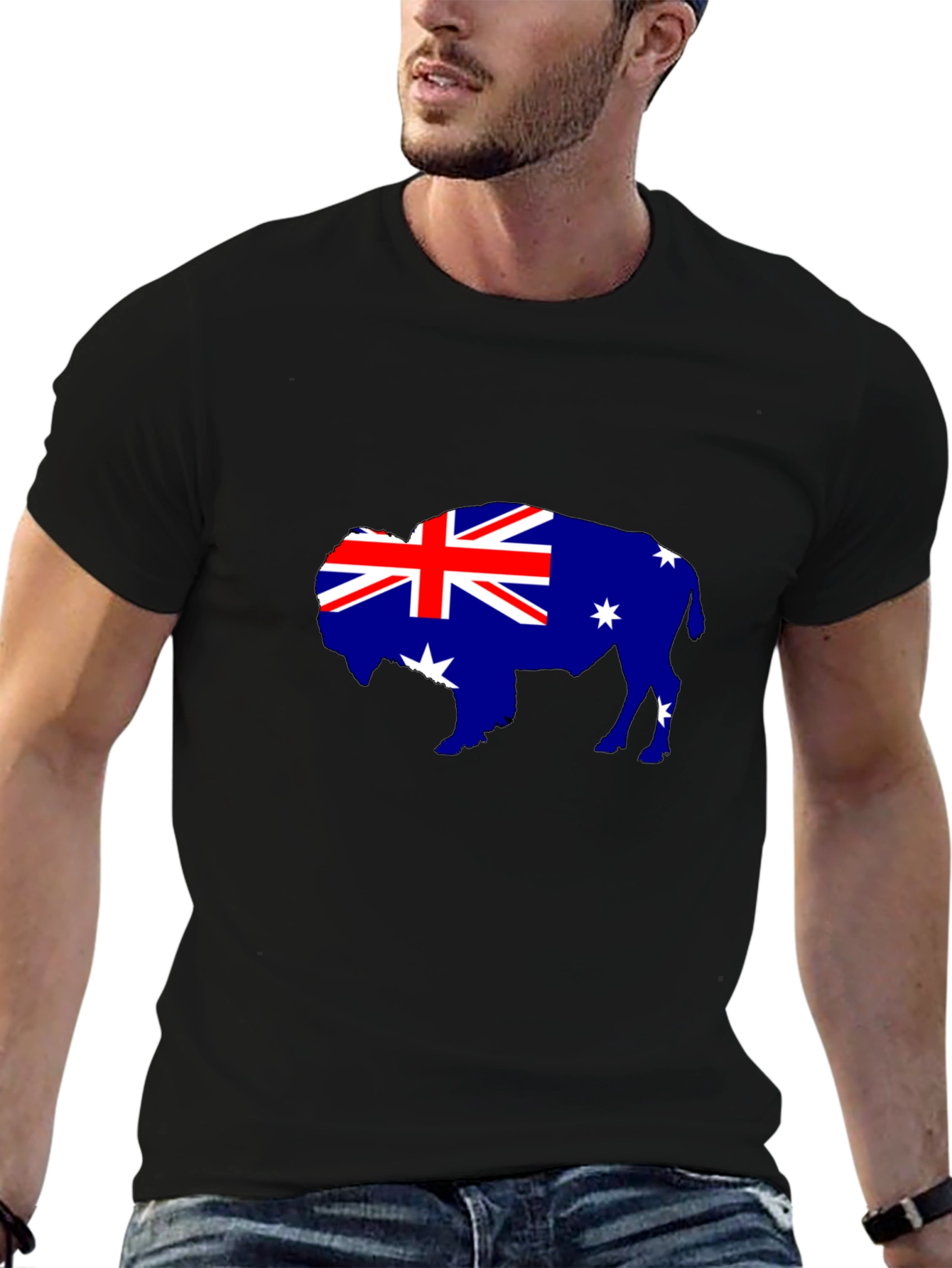 Australian Flag Buffalo Black T-Shirt