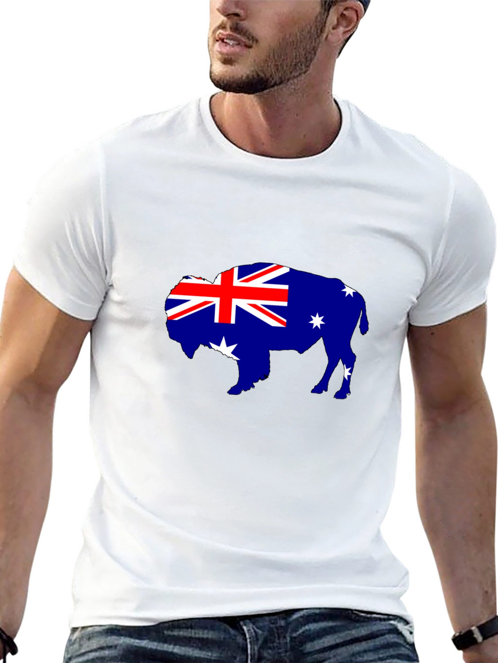 Australian Flag Buffalo Black T-Shirt