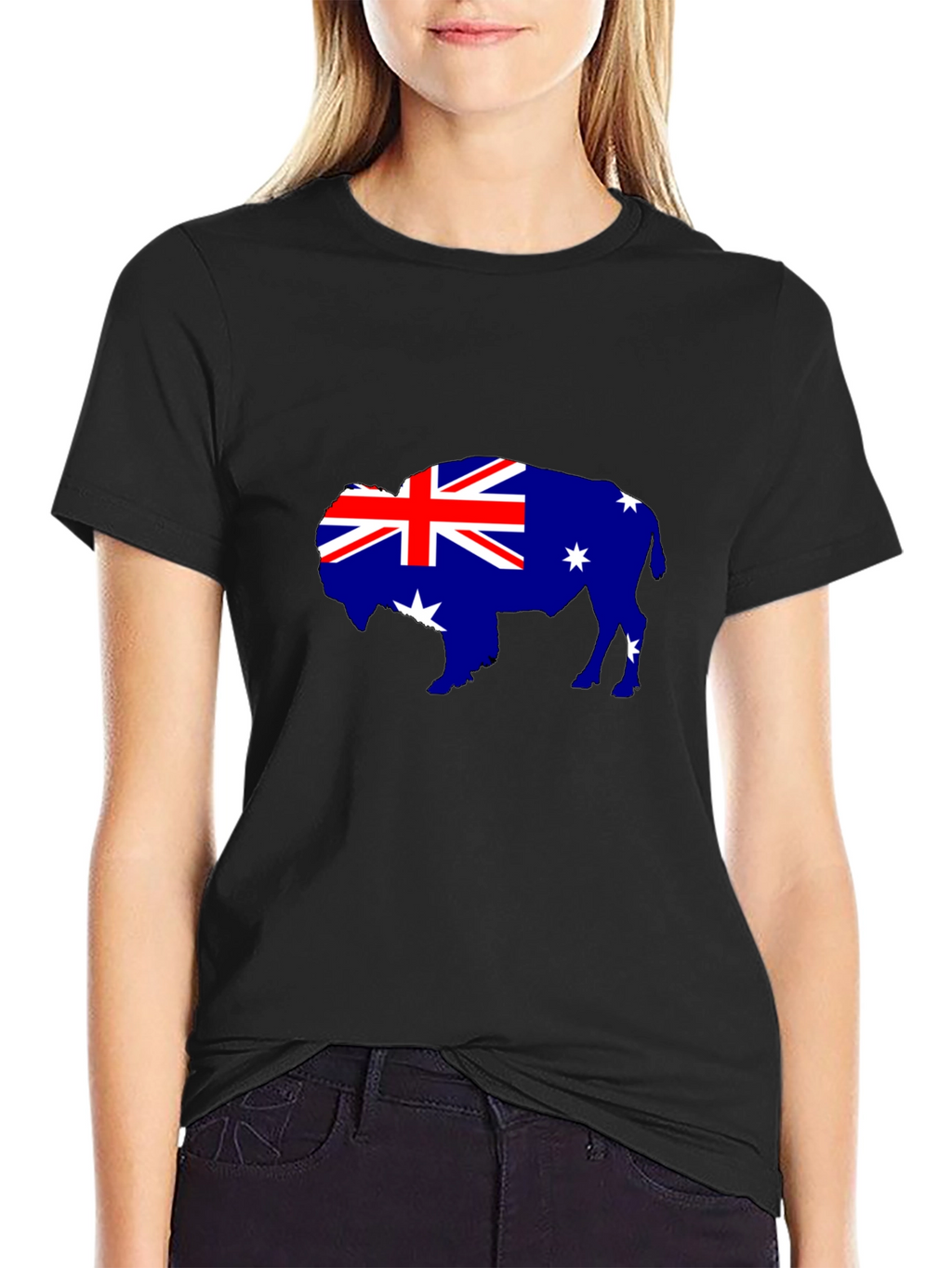 Australian Flag Buffalo Black T-Shirt