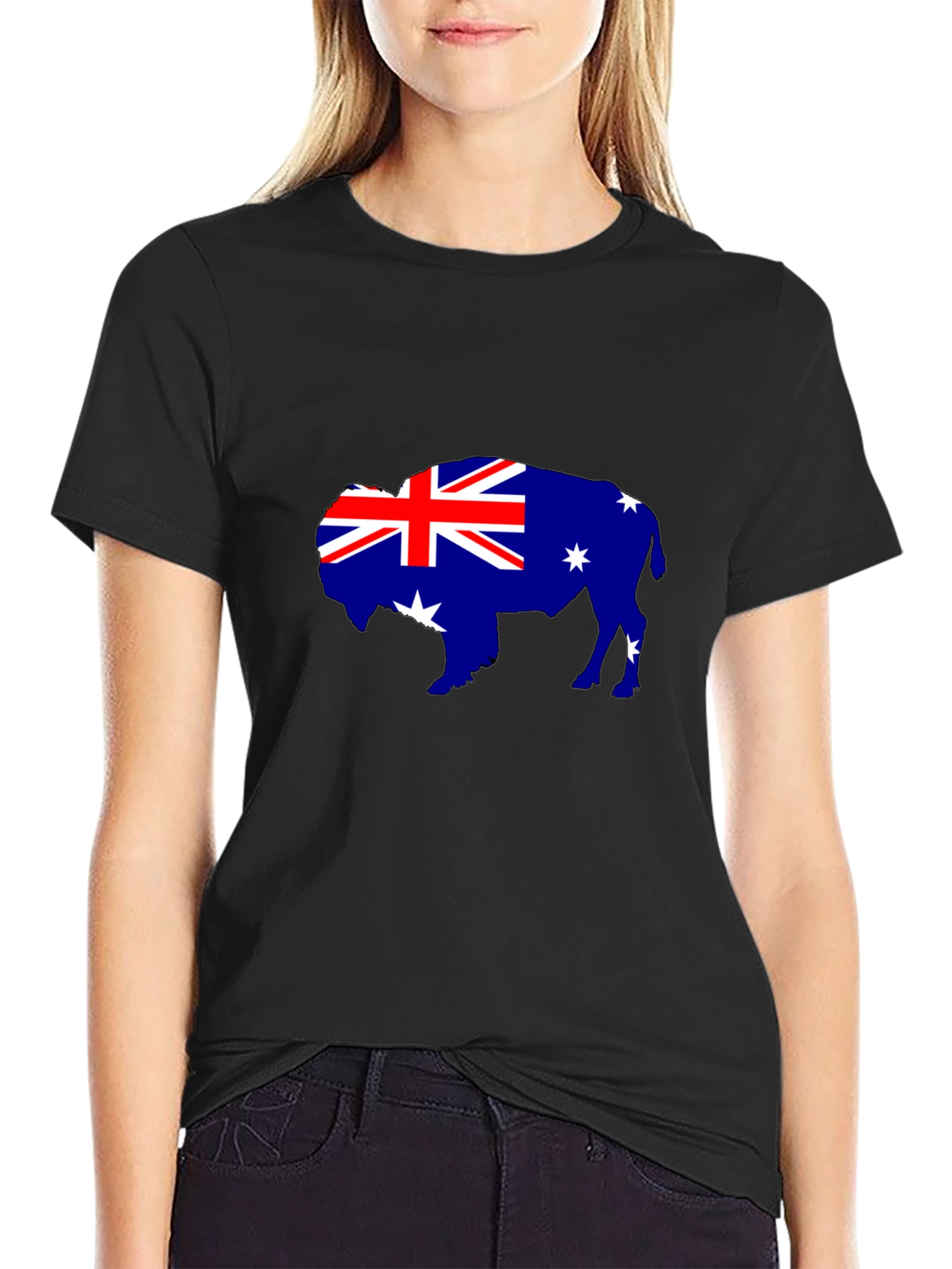 Australian Flag Buffalo Black T-Shirt