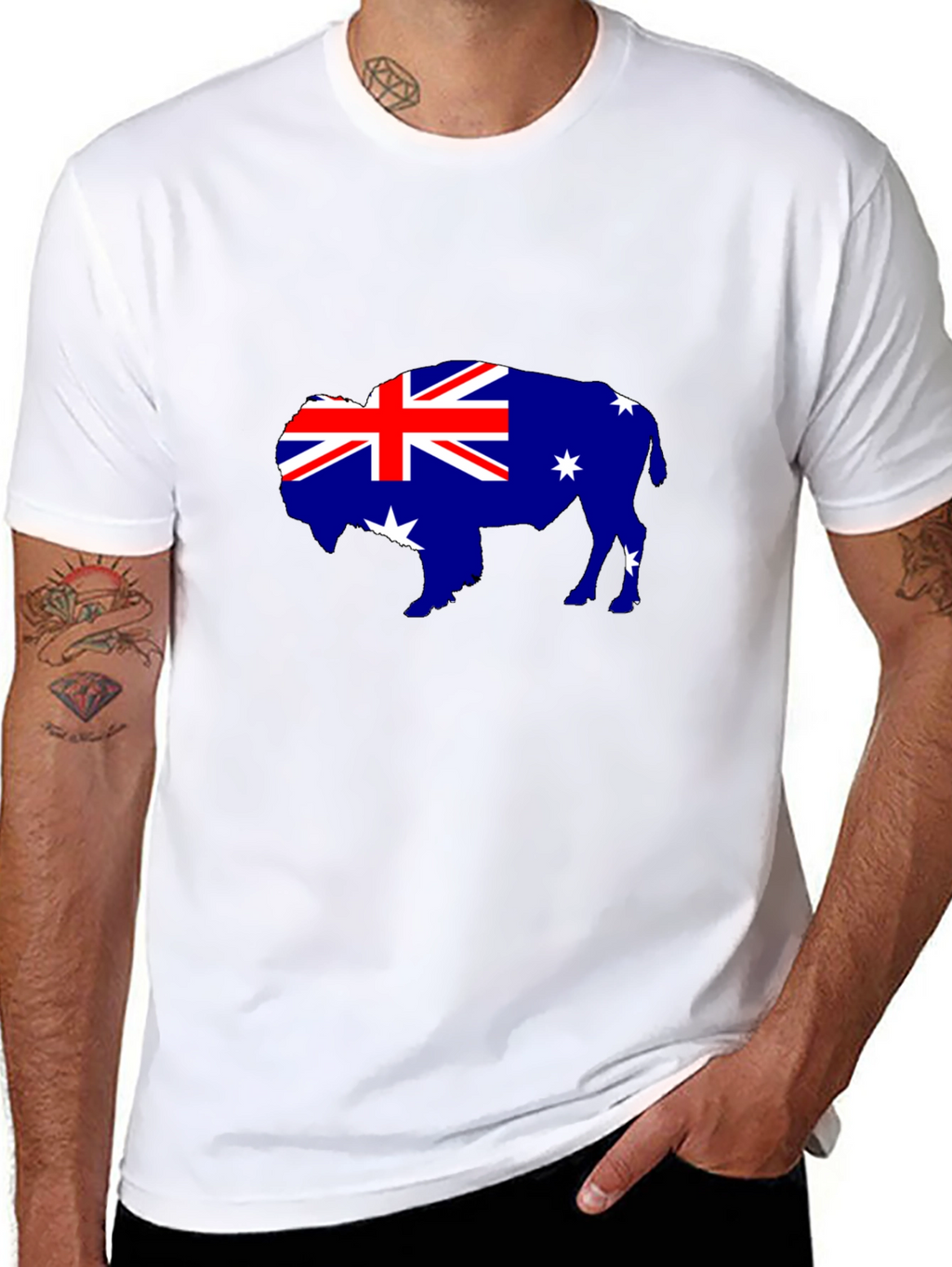Australian Flag Buffalo Black T-Shirt
