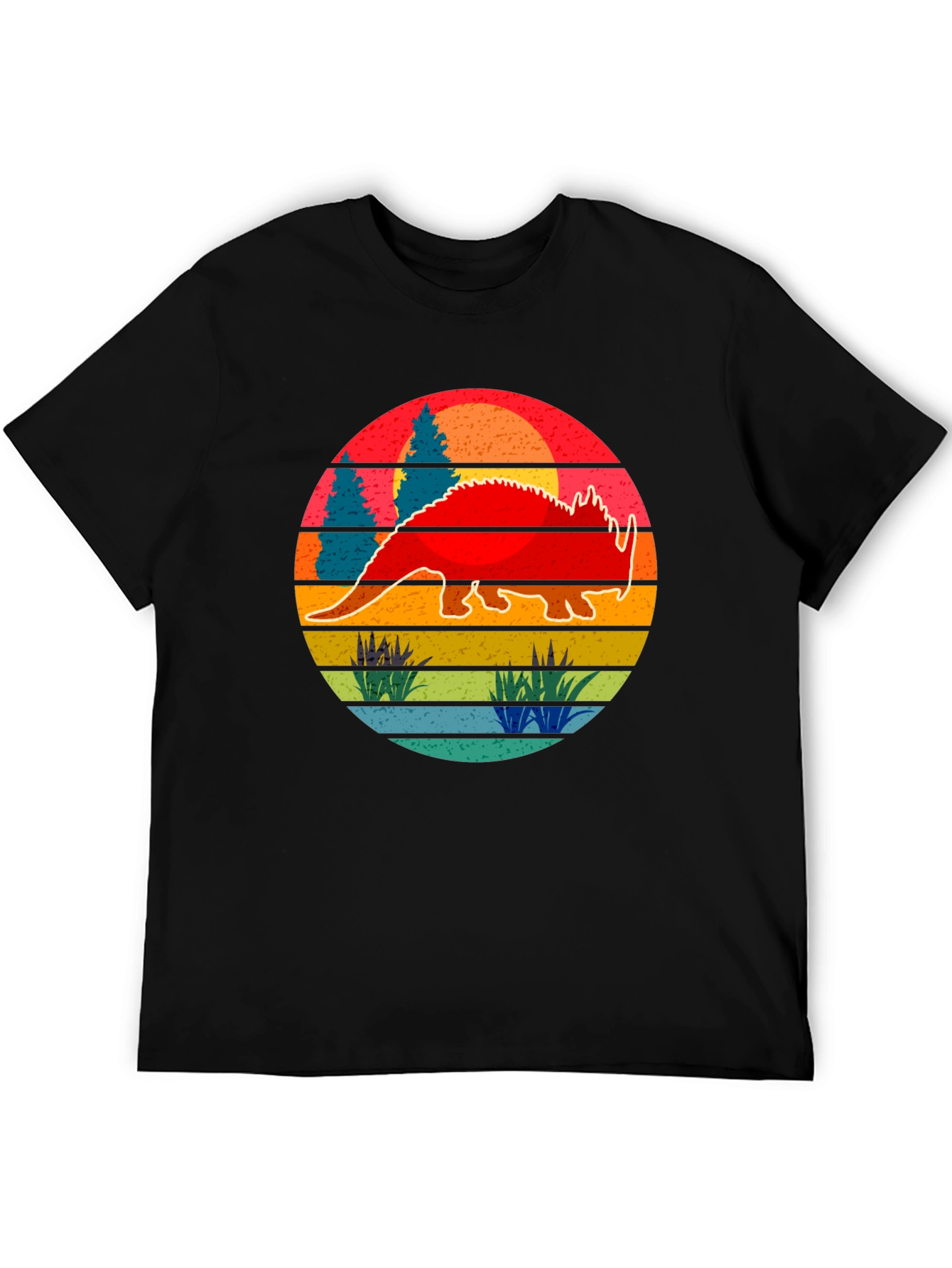 Retro Dinosaur Sunset Graphic Tee