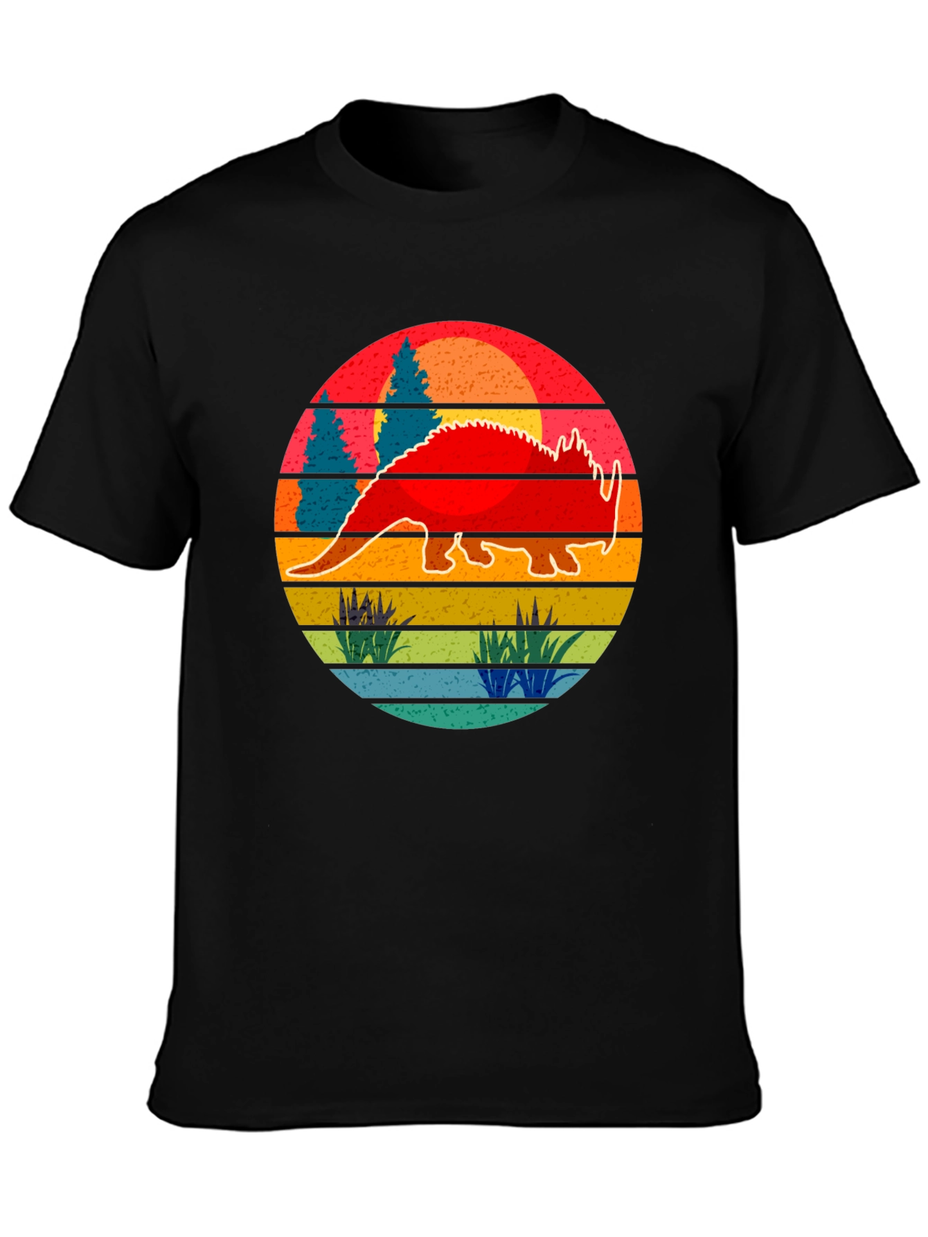 Retro Dinosaur Sunset Graphic Tee