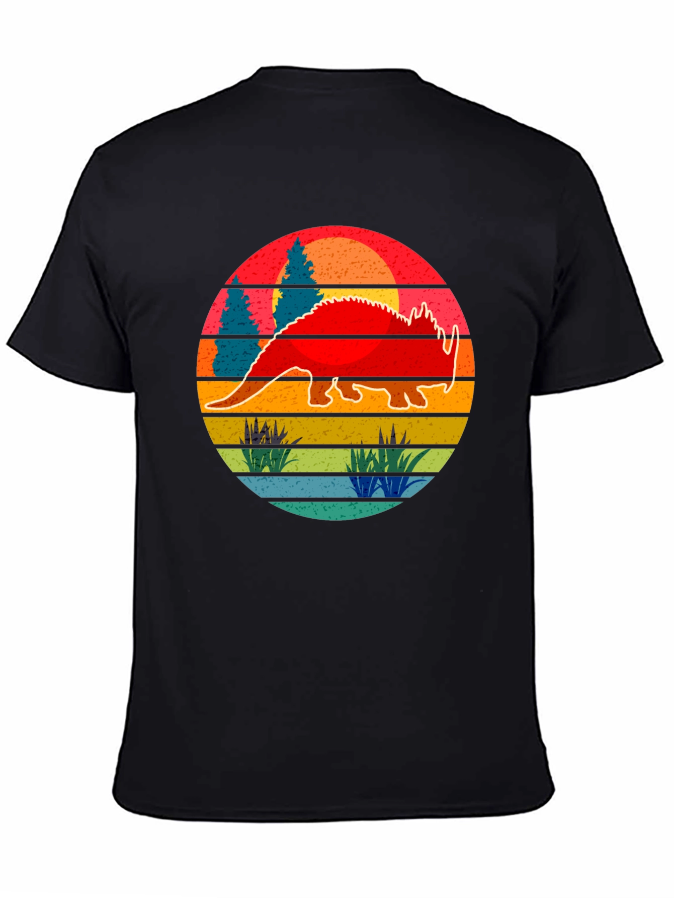 Retro Dinosaur Sunset Graphic Tee