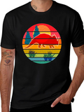 Retro Dinosaur Sunset Graphic Tee