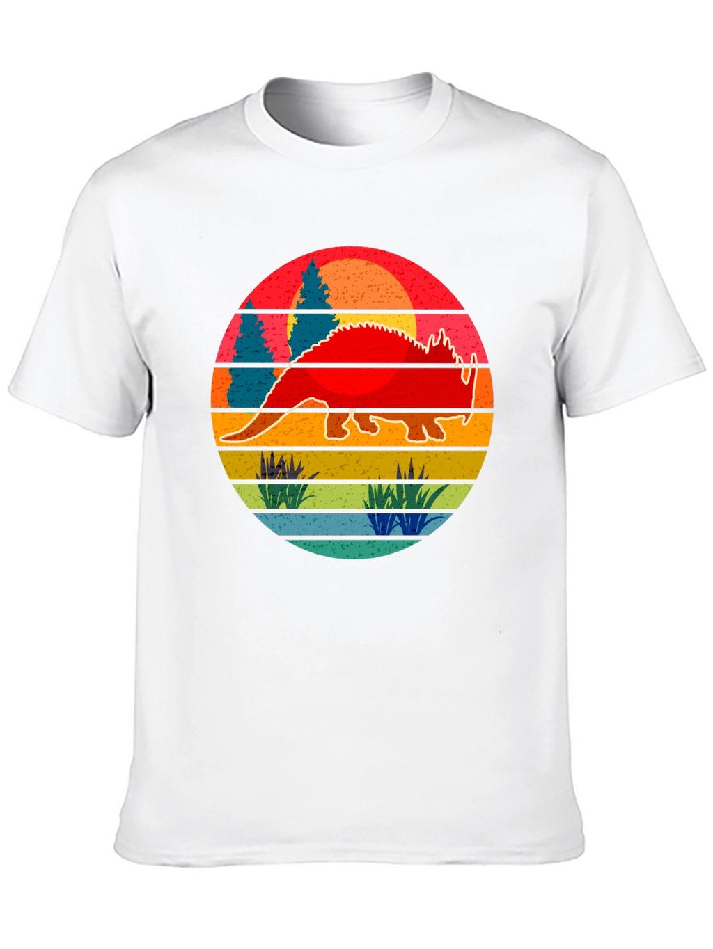 Retro Dinosaur Sunset Graphic Tee