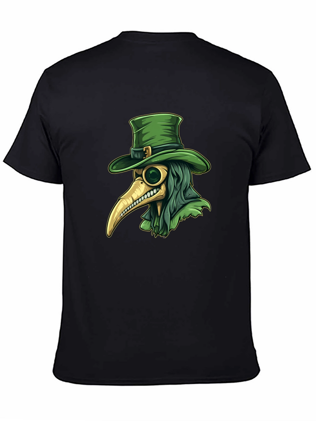 Plague Doctor Leprechaun Graphic Tee - Black Cotton