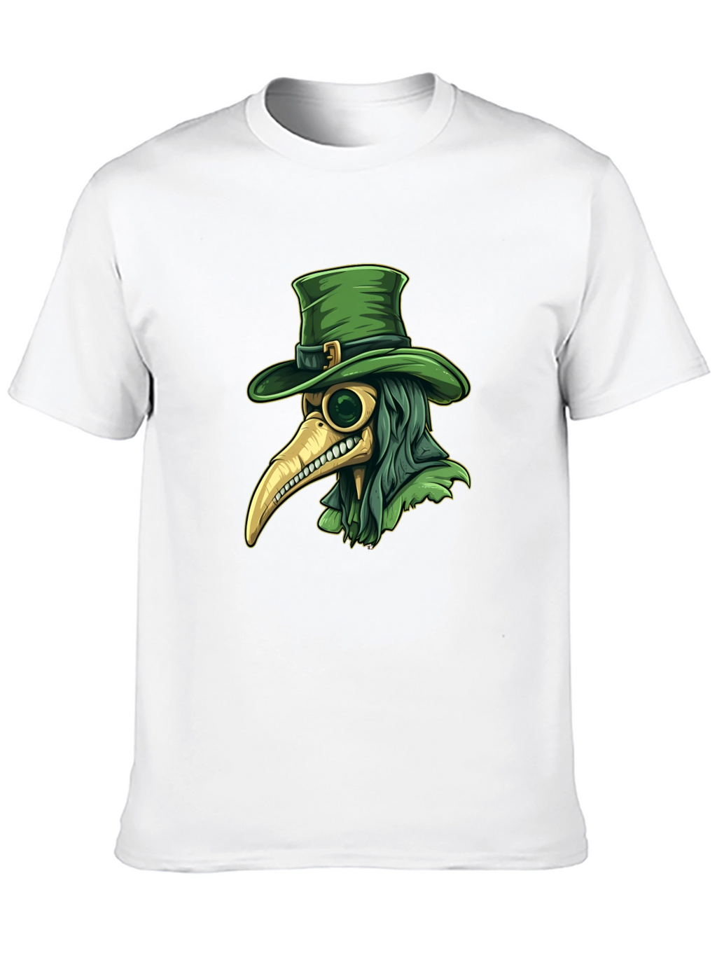 Plague Doctor Leprechaun Graphic Tee - Black Cotton