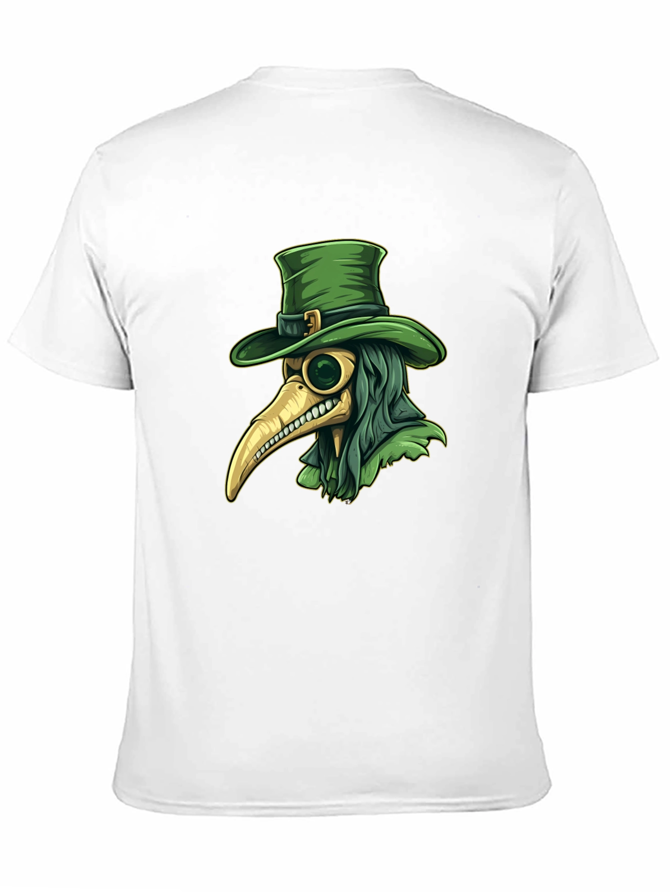 Plague Doctor Leprechaun Graphic Tee - Black Cotton